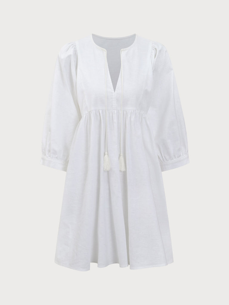 Women'S Woven Cotton and Linen Cover-ups White Sustainable Cover-ups - BERLOOK