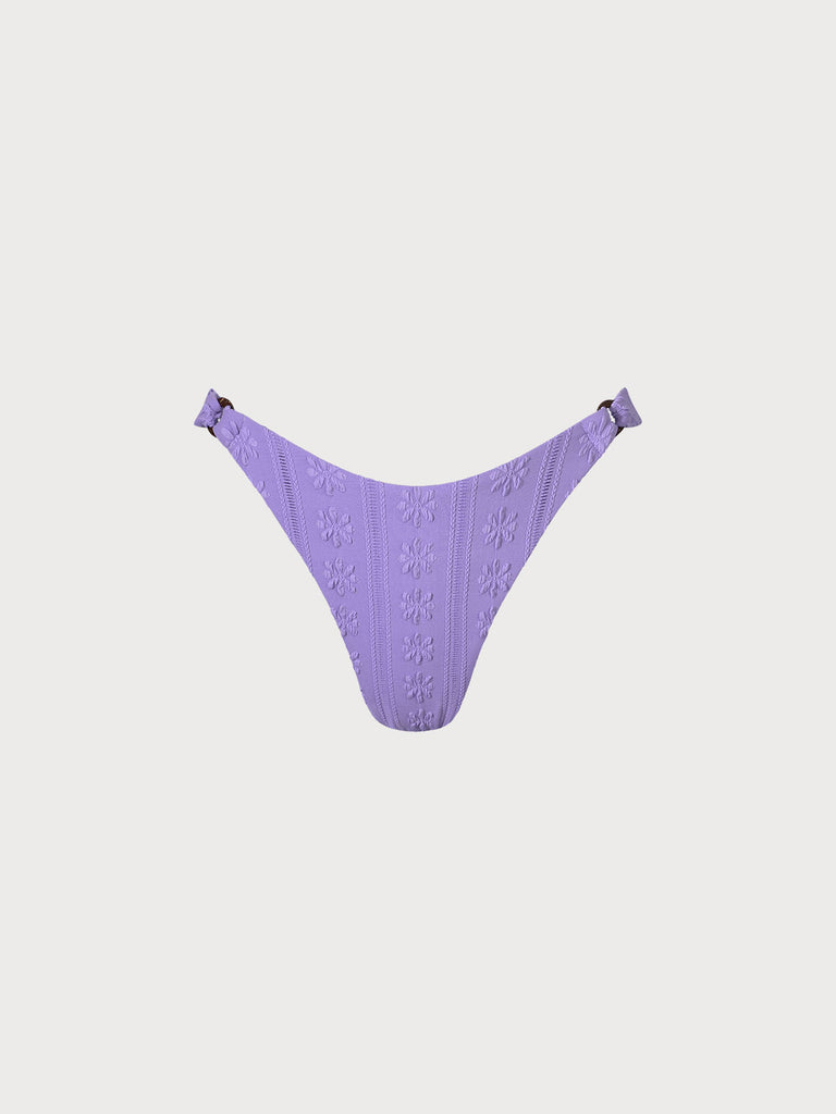 Women's Knitted Nylon Bikini Bottom Purple Sustainable Bikinis - BERLOOK