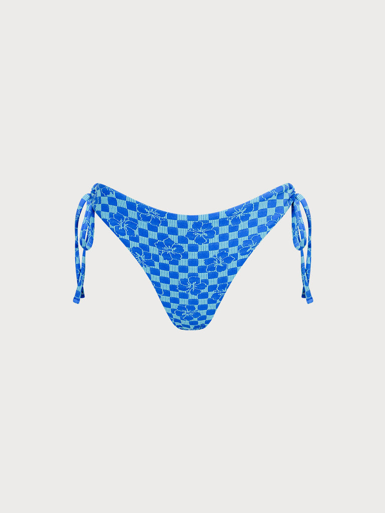 Women's Knitted Polyester Bikini Bottom Blue Sustainable Bikinis - BERLOOK