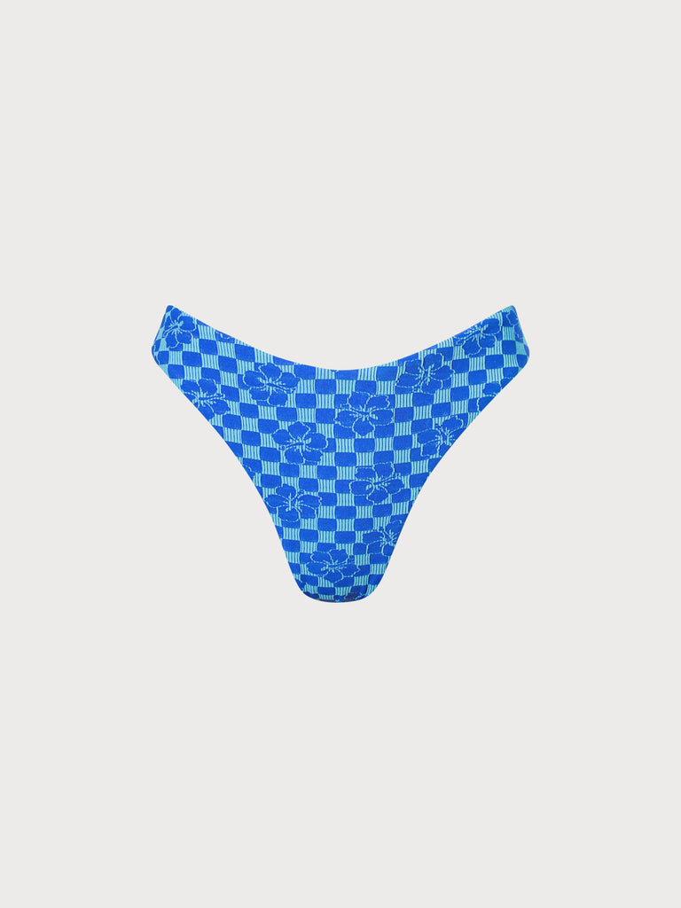 Women's Knitted Polyester Bikini Bottom Blue Sustainable Bikinis - BERLOOK