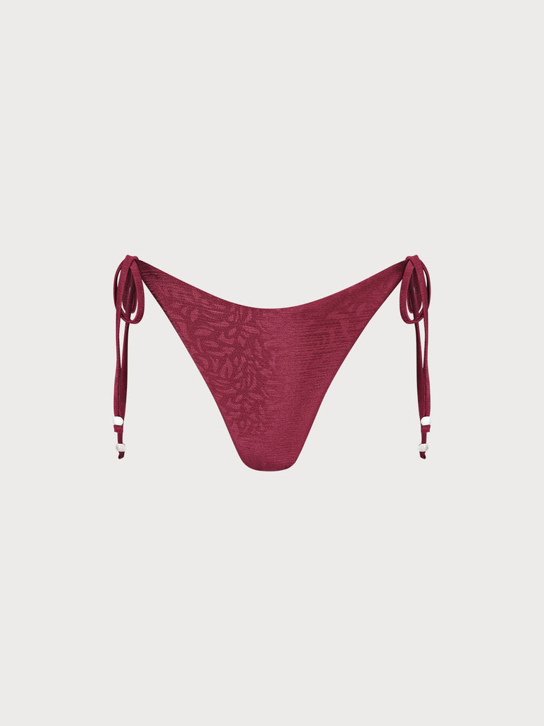 Women's Knitted Polyester Bikini Bottom Burgundy Sustainable Bikinis - BERLOOK