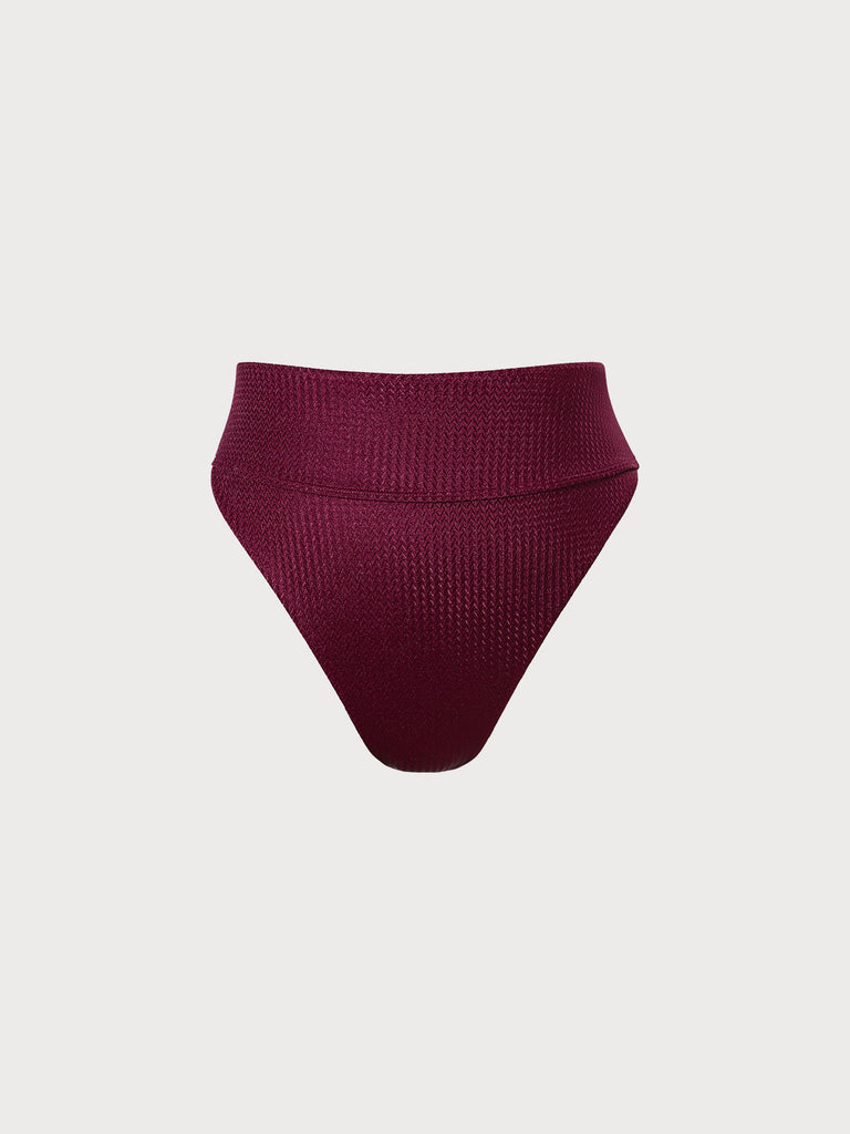 Women's Knitted Polyester Plus Size Bikini Bottom Burgundy Sustainable Plus Size Bikinis - BERLOOK