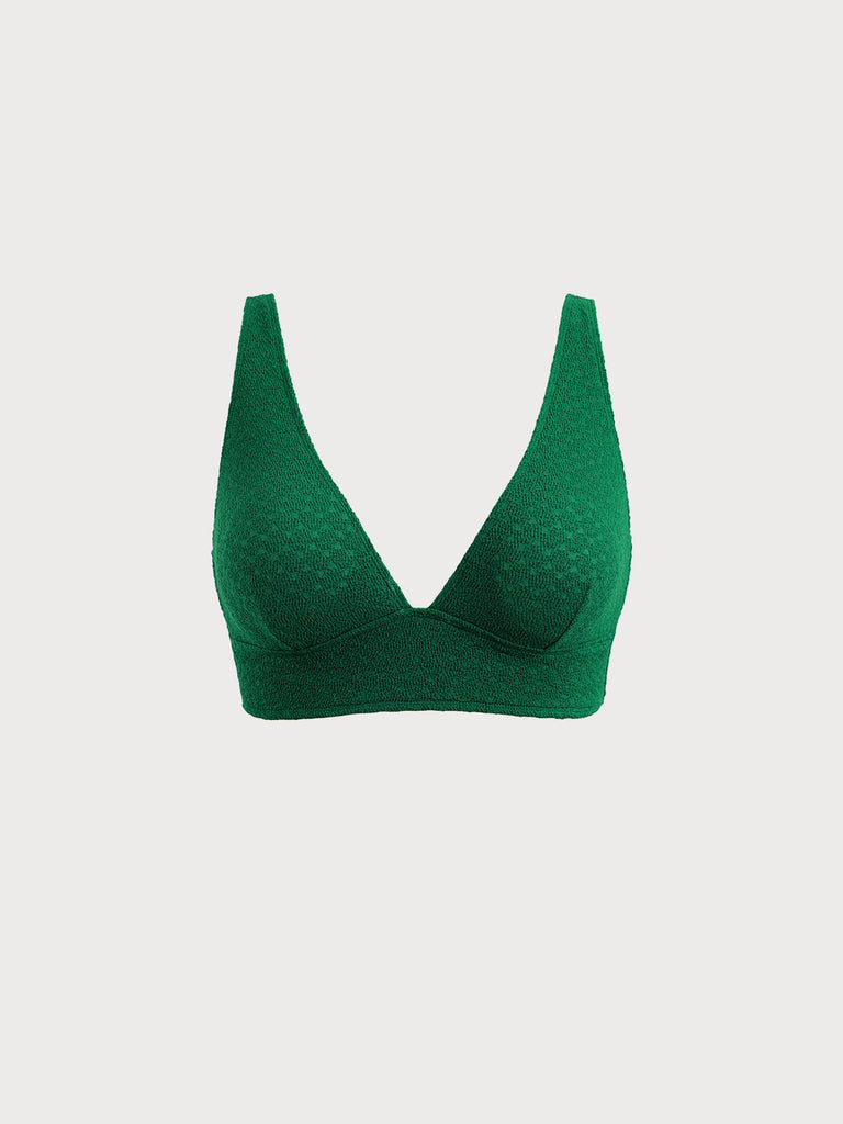 Women's Knitted Polyester Plus Size Bikini Top Green Sustainable Plus Size Bikinis - BERLOOK