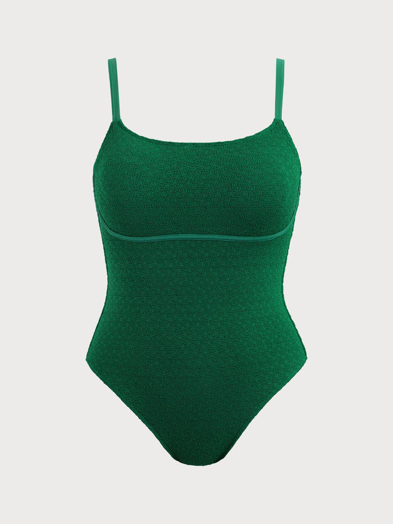 Women's Knitted Polyester Plus Size One-Piece Swimsuit Green Sustainable Plus Size One-Pieces - BERLOOK