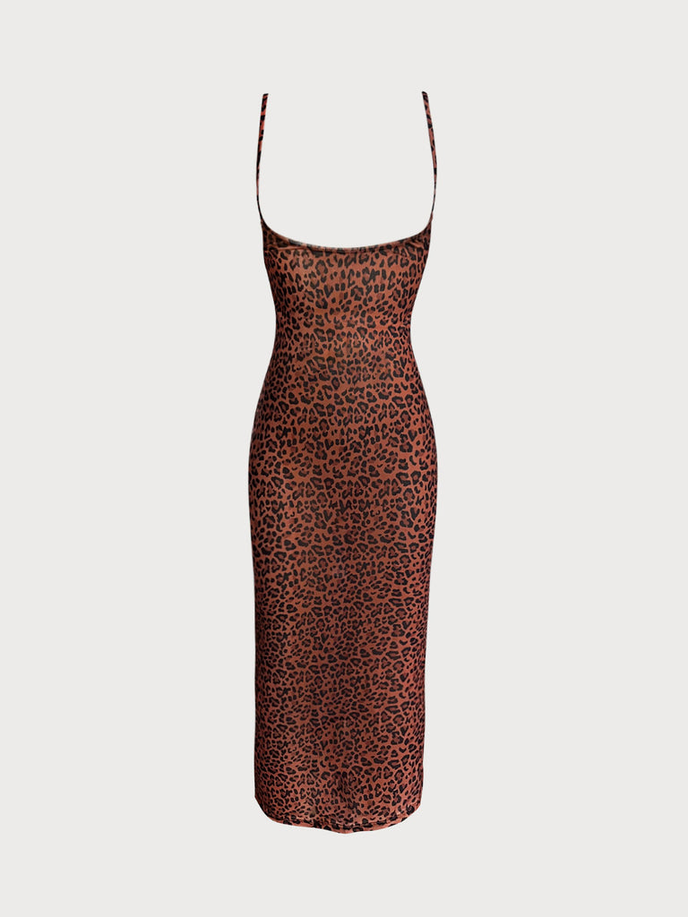 Women's Mesh Leopard Print Cover-ups Dark Coffee Sustainable Cover-ups - BERLOOK