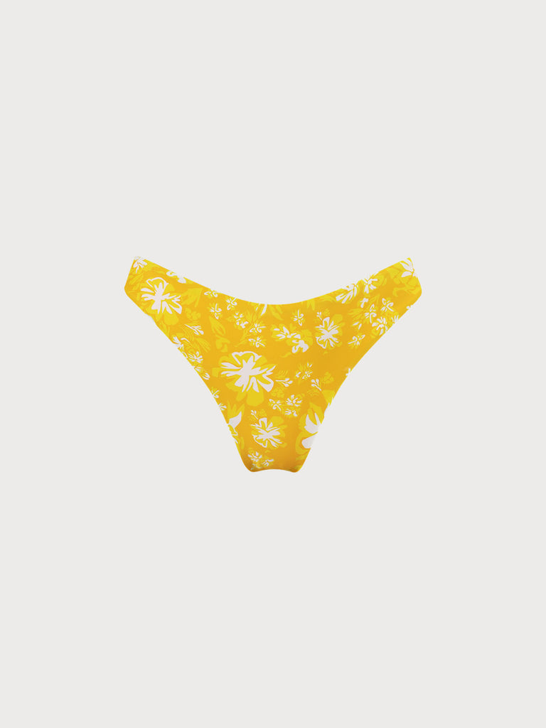 Yellow Floral Bikini Bottom Sustainable Bikinis - BERLOOK