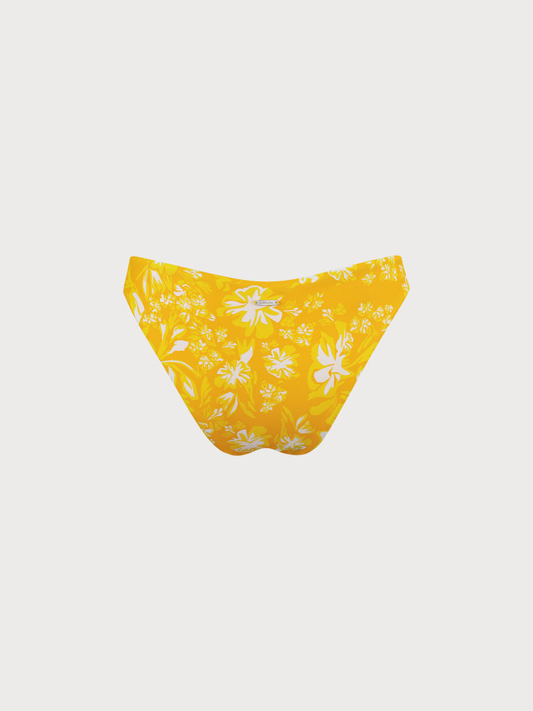 Yellow Floral Bikini Bottom Sustainable Bikinis - BERLOOK