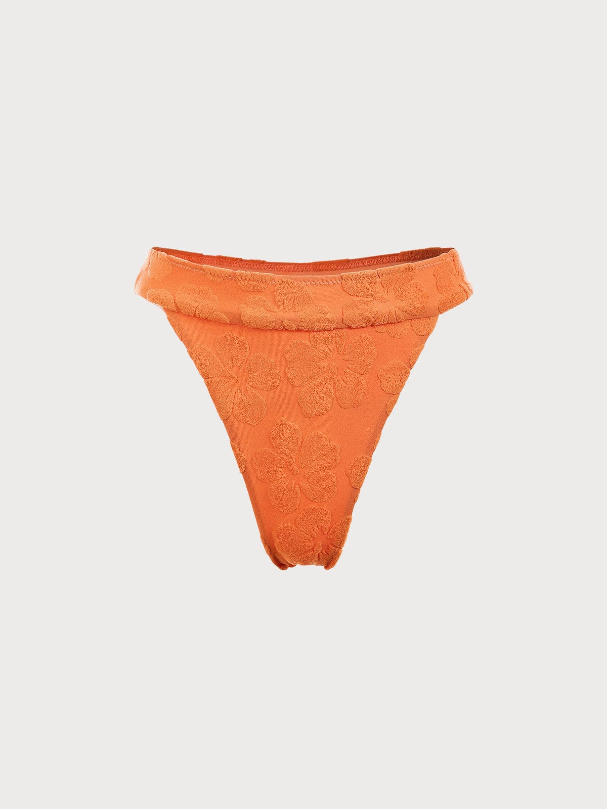 Floral Jacquard Seam Bikini Bottom & Reviews - Orange