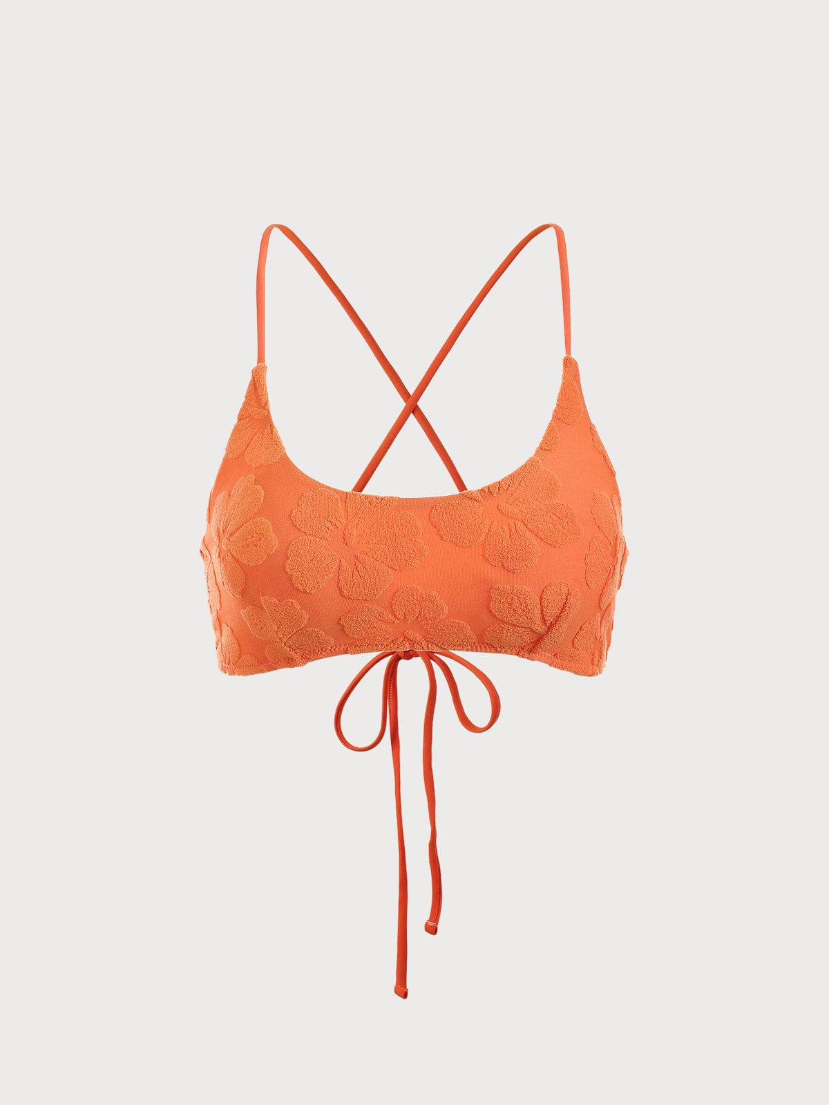 Floral Jacquard Backless Bikini Top & Reviews - Orange - Sustainable  Bikinis