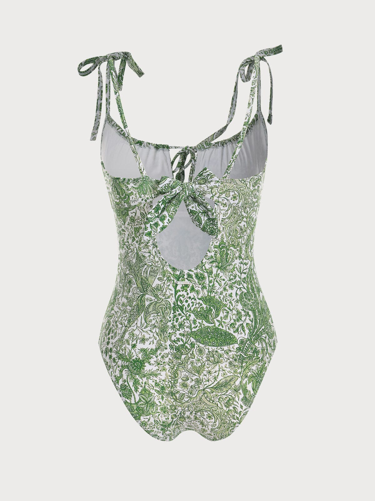 Retro Floral Drawstring Ruched One-Piece Swimsuit & Reviews - Green -  Sustainable One-Pieces